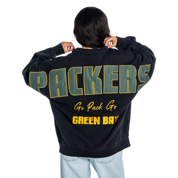 Green Bay Packers Unisex Quarter-Zip Fleece - Black