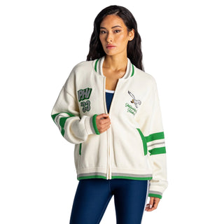 Philadelphia Eagles Women's Jacquard Zip Front Sweater - Cream