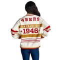 San Francisco 49ers Women's Jacquard Zip Front Sweater - Cream view 2