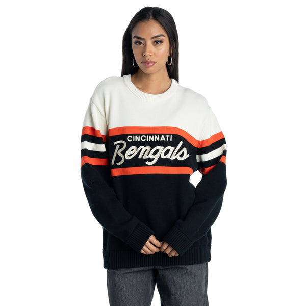 Cincinnati Bengals Unisex Jacquard Crew Sweater - Black/Cream