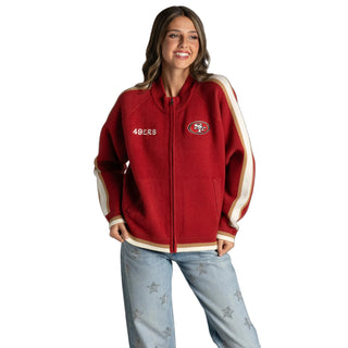 San Francisco 49ers Women's Raglan Zip-Up Sweater - Red