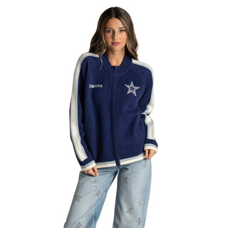 Dallas Cowboys Women's Raglan Zip-Up Sweater - Navy