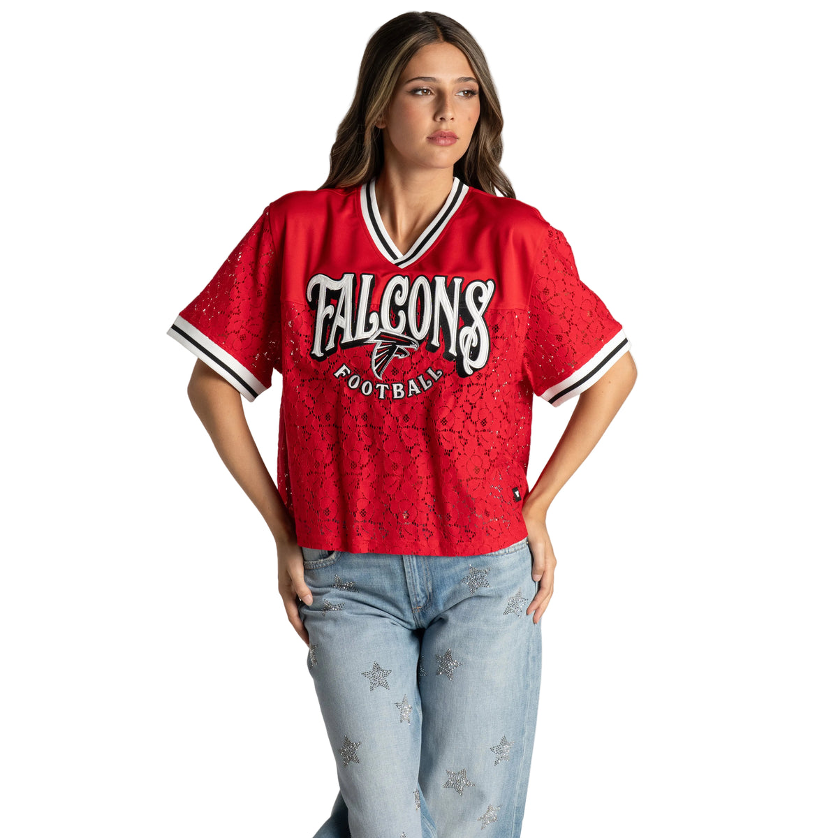 Atlanta Falcons Women's Lace Fashion Top - Red