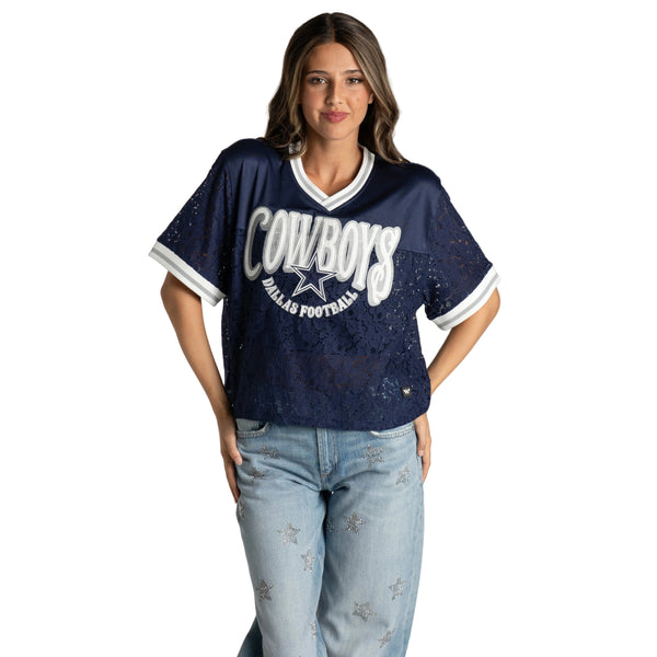 Dallas Cowboys Women's Lace Fashion Top - Navy