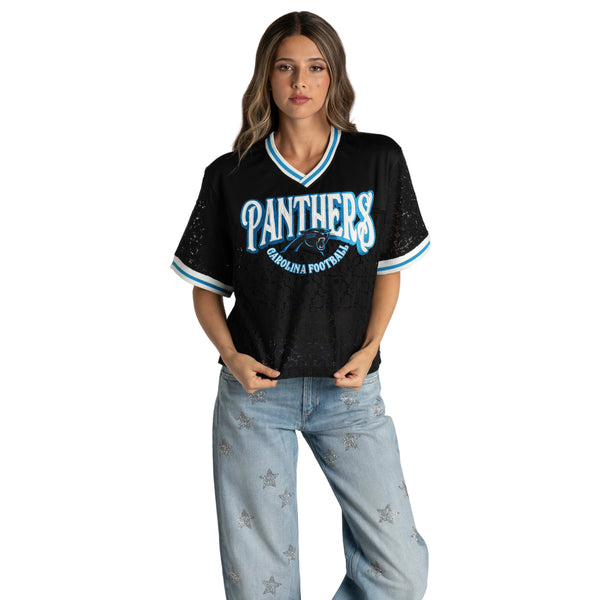 Carolina Panthers Women's Lace Fashion Top - Black