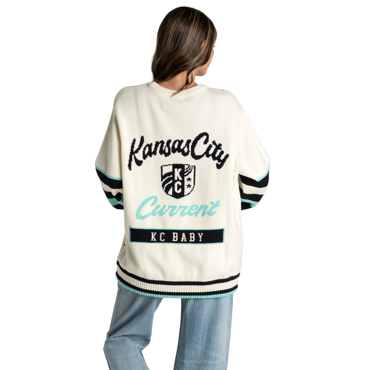 KC Current Unisex Jacquard Crew Sweater - Cream