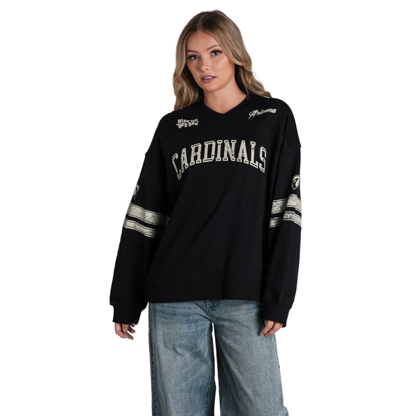 Arizona Cardinals Women's Oversized V-Neck Pullover - Black