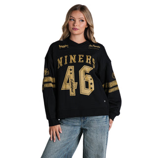 San Francisco 49ers Women's Oversized V-Neck Pullover - Black