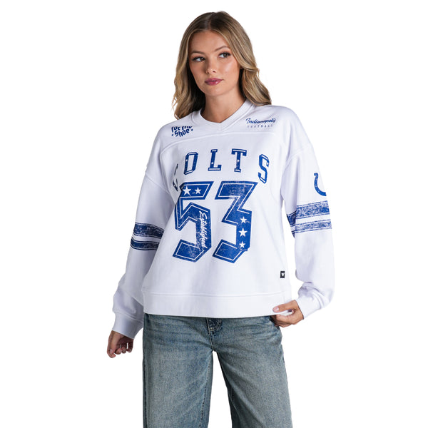 Indianapolis Colts Women's Oversized V-Neck Pullover - White