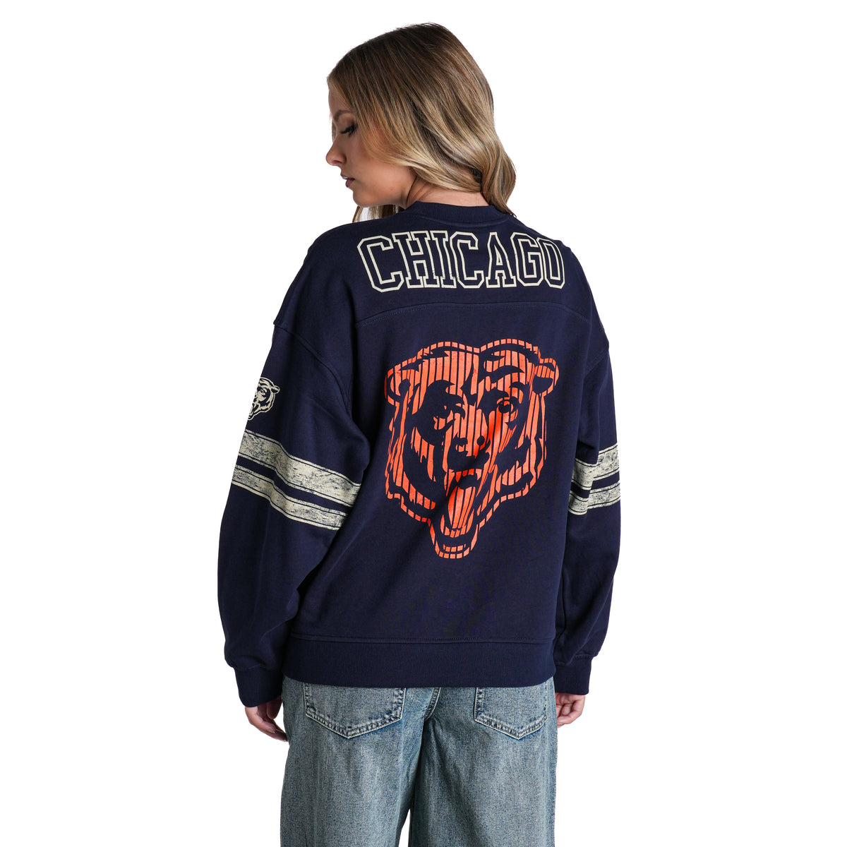 Chicago Bears Women's Oversized V-Neck Pullover - Black
