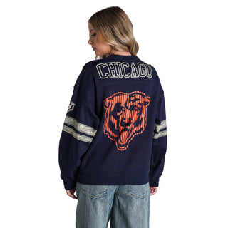 Chicago Bears Women's Oversized V-Neck Pullover - Black