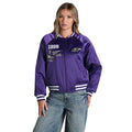 Baltimore Ravens Women's Satin Raglan Bomber Jacket - Dark Purple view 2