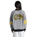 Pittsburgh Steelers Women's Sequin Denim Bomber Jacket - Grey Denim view 2