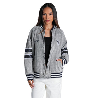Dallas Cowboys Unisex Varsity Baseball Jacket - Heather Grey