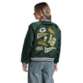 Green Bay Packers Women's Satin Raglan Bomber Jacket - Dark Green view 2