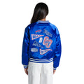 Buffalo Bills Women's Satin Raglan Bomber Jacket - Blue view 1