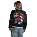 Chicago Blackhawks Women's Satin Raglan Bomber Jacket - Black view 2