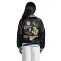 Pittsburgh Steelers Women's Satin Raglan Bomber Jacket - Black view 2