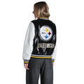 Pittsburgh Steelers Women's Sequin Faux Leather Jacket - Black/White view 2