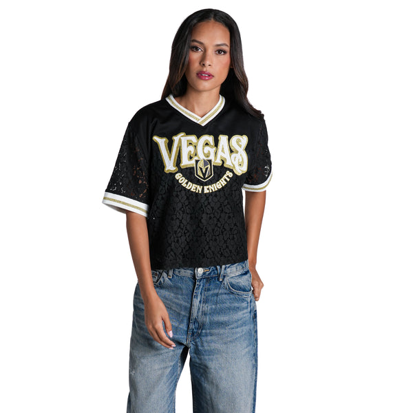 Vegas Golden Knights Women's Lace Fashion Top - Black