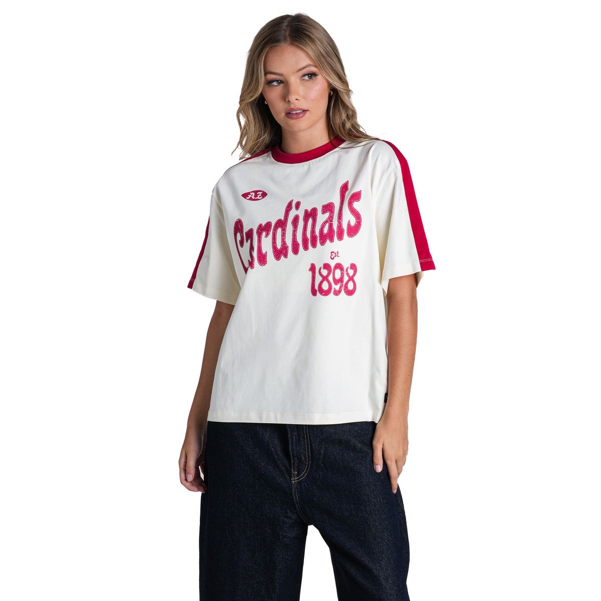 Arizona Cardinals Women's Drop Shoulder Top - Cream