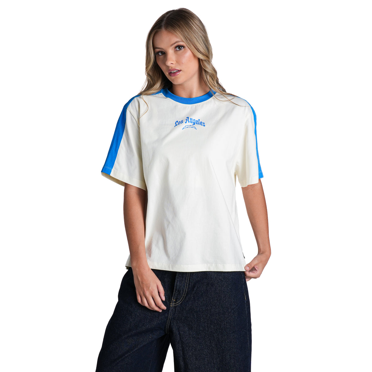 Los Angeles Chargers Women's Drop Shoulder Top - Cream