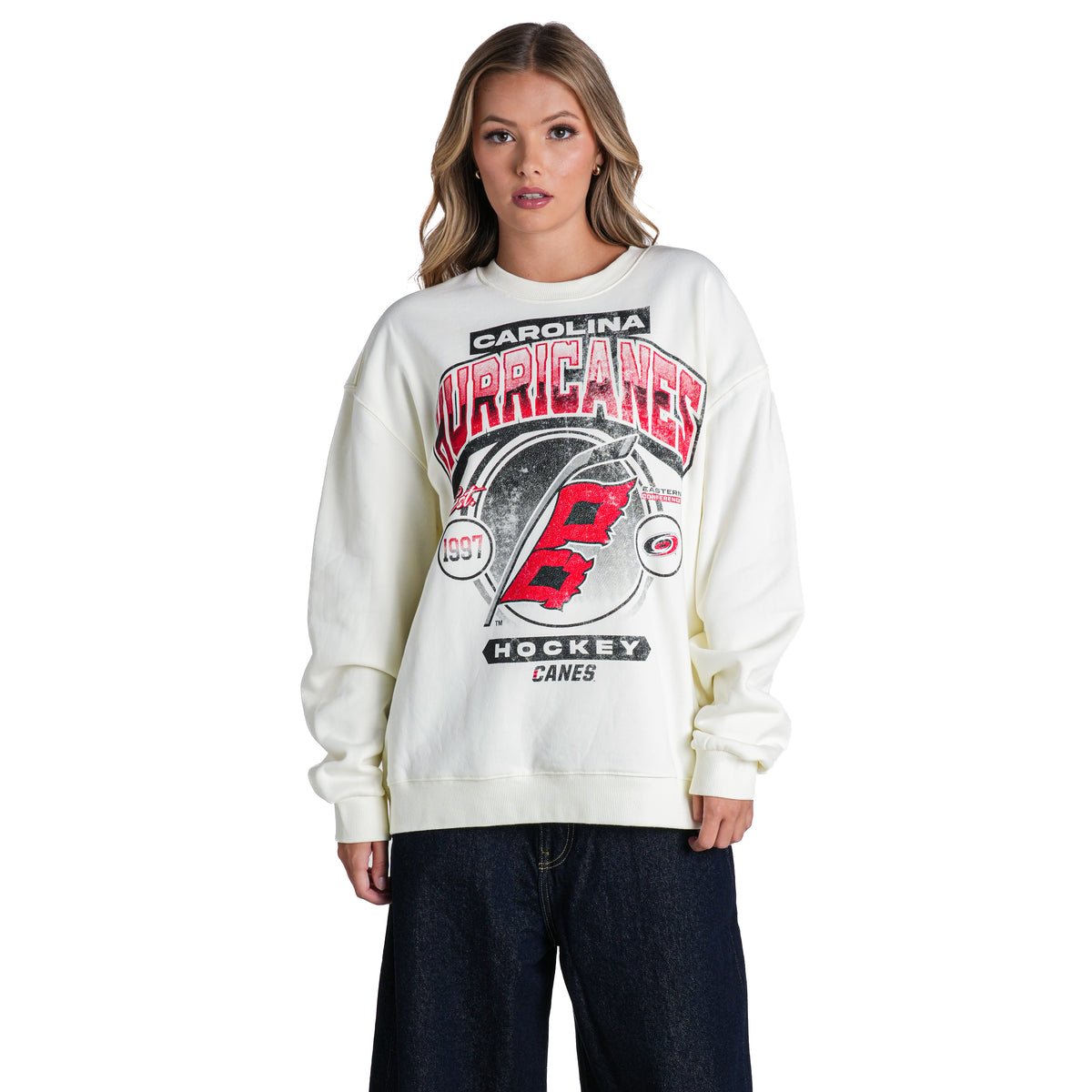 Carolina Hurricanes Graphic Crew Fleece - Vintage White