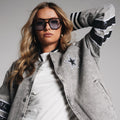 Dallas Cowboys Unisex Varsity Baseball Jacket - Heather Grey view 3