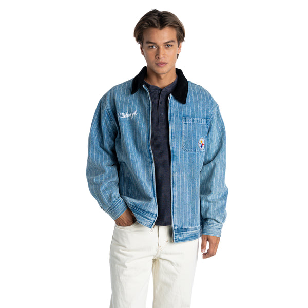 Pittsburgh Steelers Unisex Pinstripe Denim Jacket - Denim