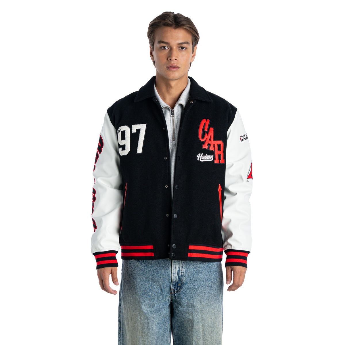 Carolina Hurricanes Unisex Varsity Jacket - Black/White