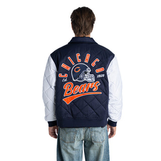 Chicago Bears Unisex Quilted Bomber Jacket - Navy/White