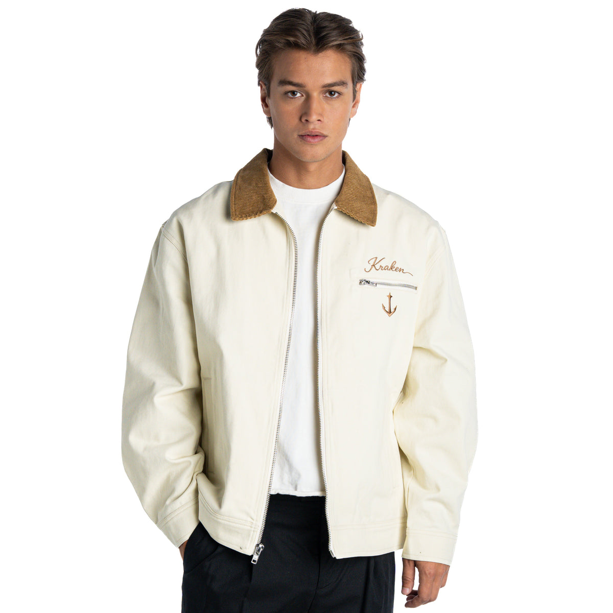 Seattle Kraken Unisex Denim Zip-Up Jacket - Cream
