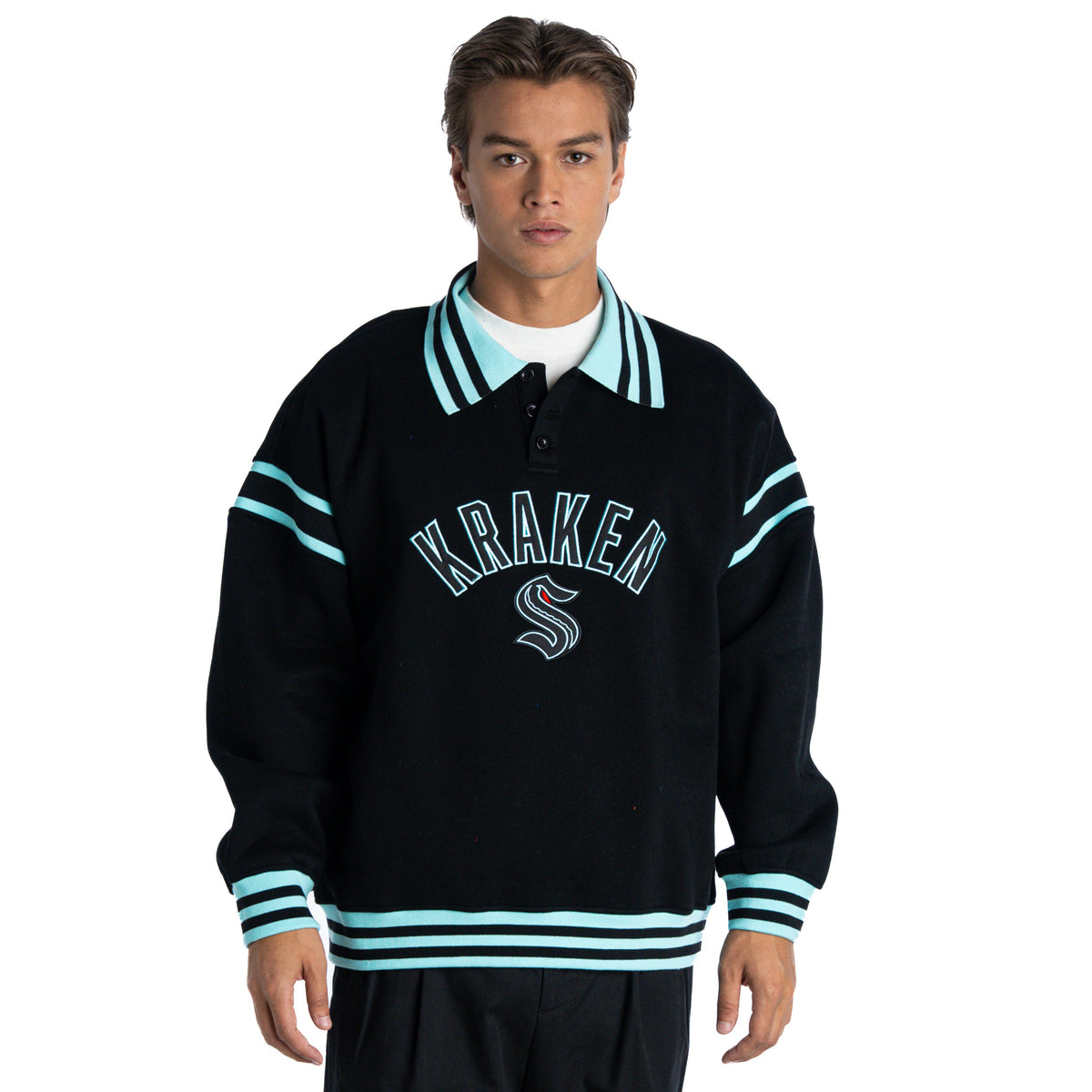 Seattle Kraken Unisex Collared Polo Fleece - Black