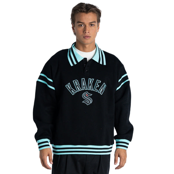 Seattle Kraken Unisex Collared Polo Fleece - Black