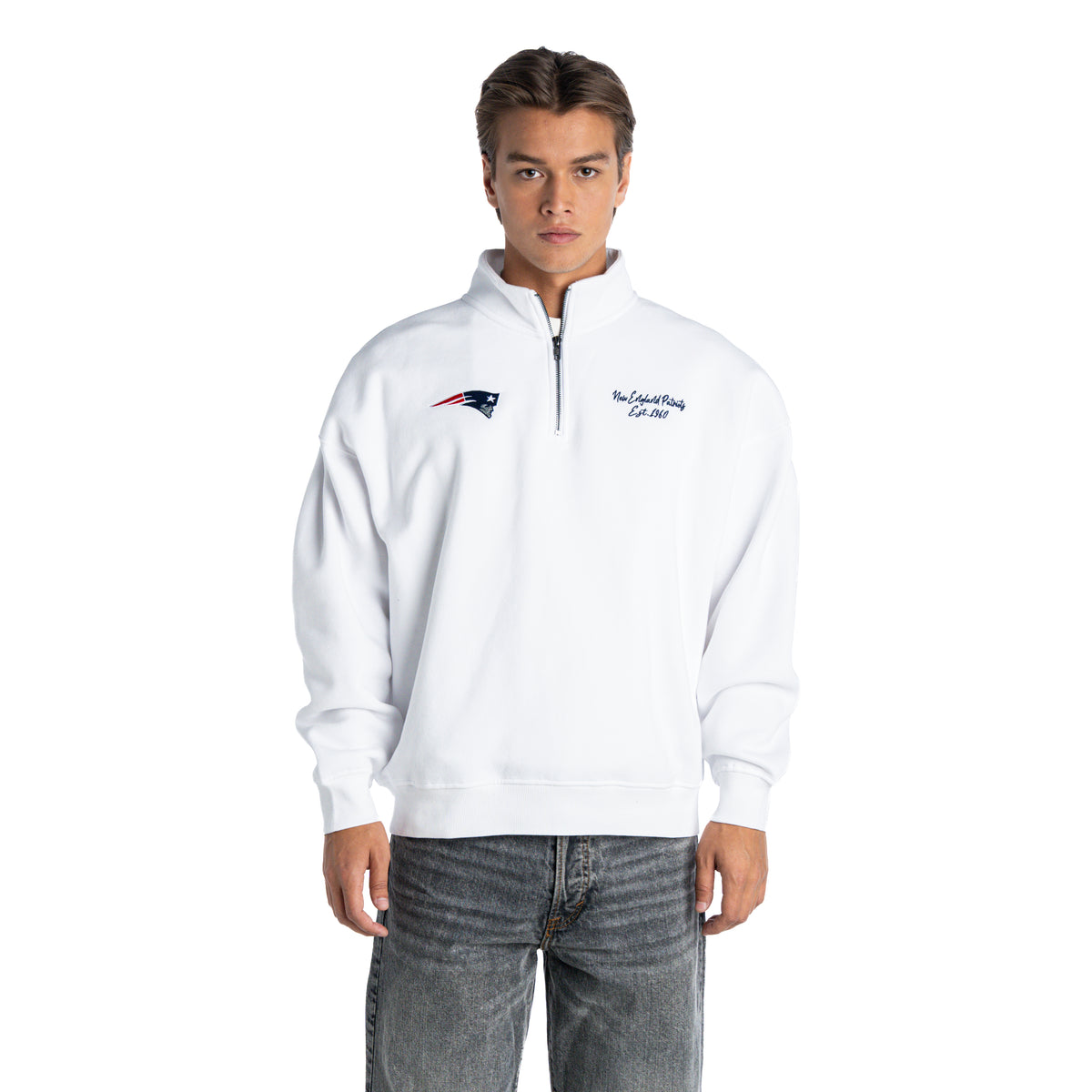 New England Patriots Unisex Quarter-Zip Fleece - White