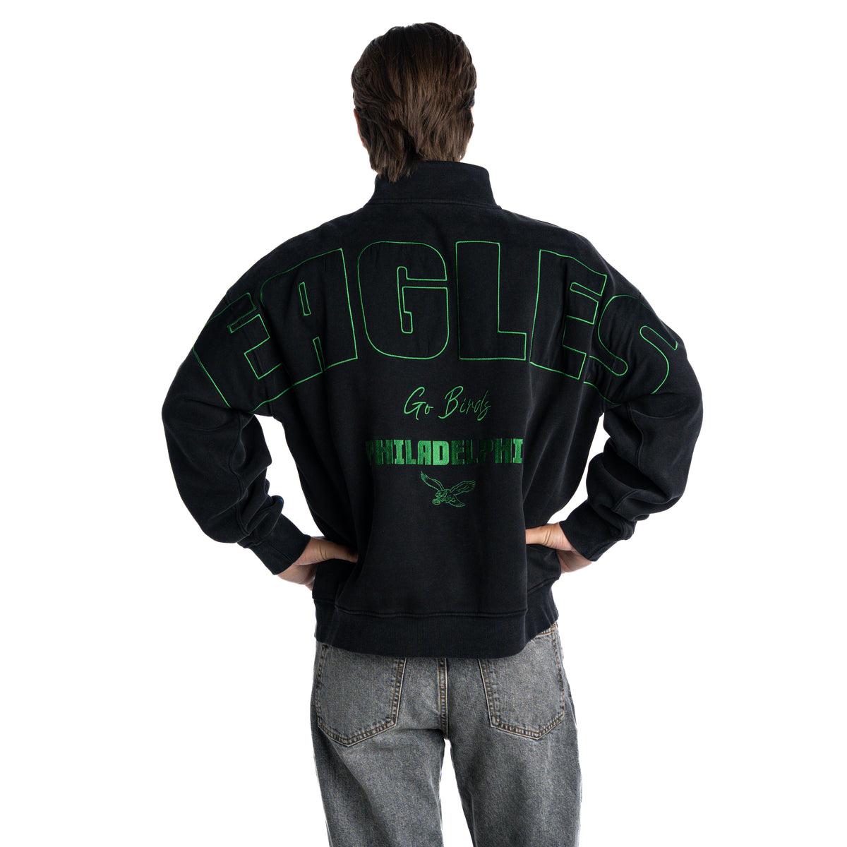 Philadelphia Eagles Unisex Quarter-Zip Fleece - Black