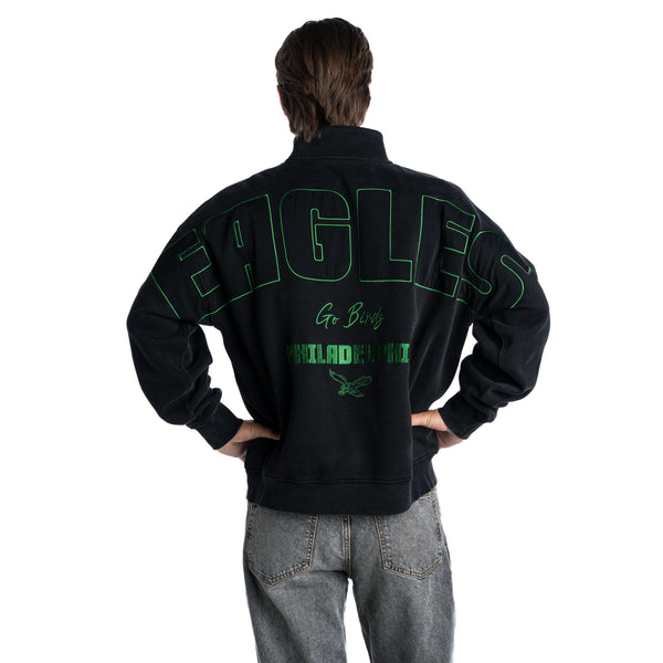 Philadelphia Eagles Unisex Quarter-Zip Fleece - Black