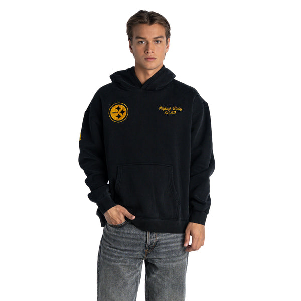Pittsburgh Steelers Unisex Twill Patched Hoodie - Black