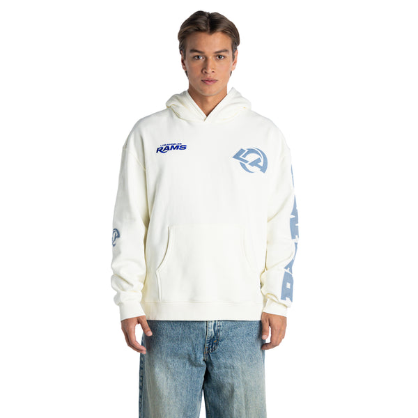 Los Angeles Rams Unisex Denim Patched Hoodie - Vintage White