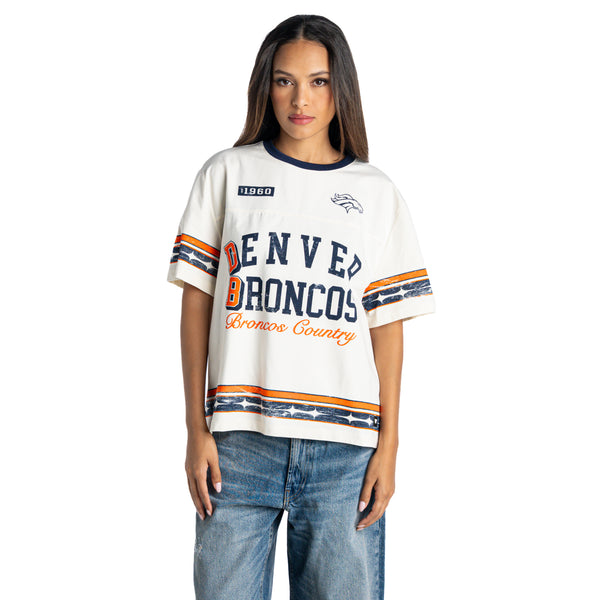 Denver Broncos Women's Boyfriend Tee - Vintage White