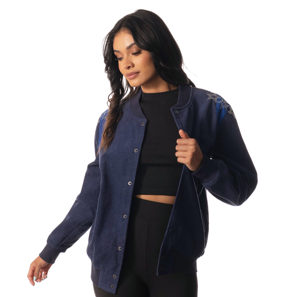 Dallas Cowboys Women Cord Star Sleeve Bomber - Blue