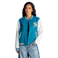 San Jose Sharks Women's Pearl Varsity Jacket - Teal view 2