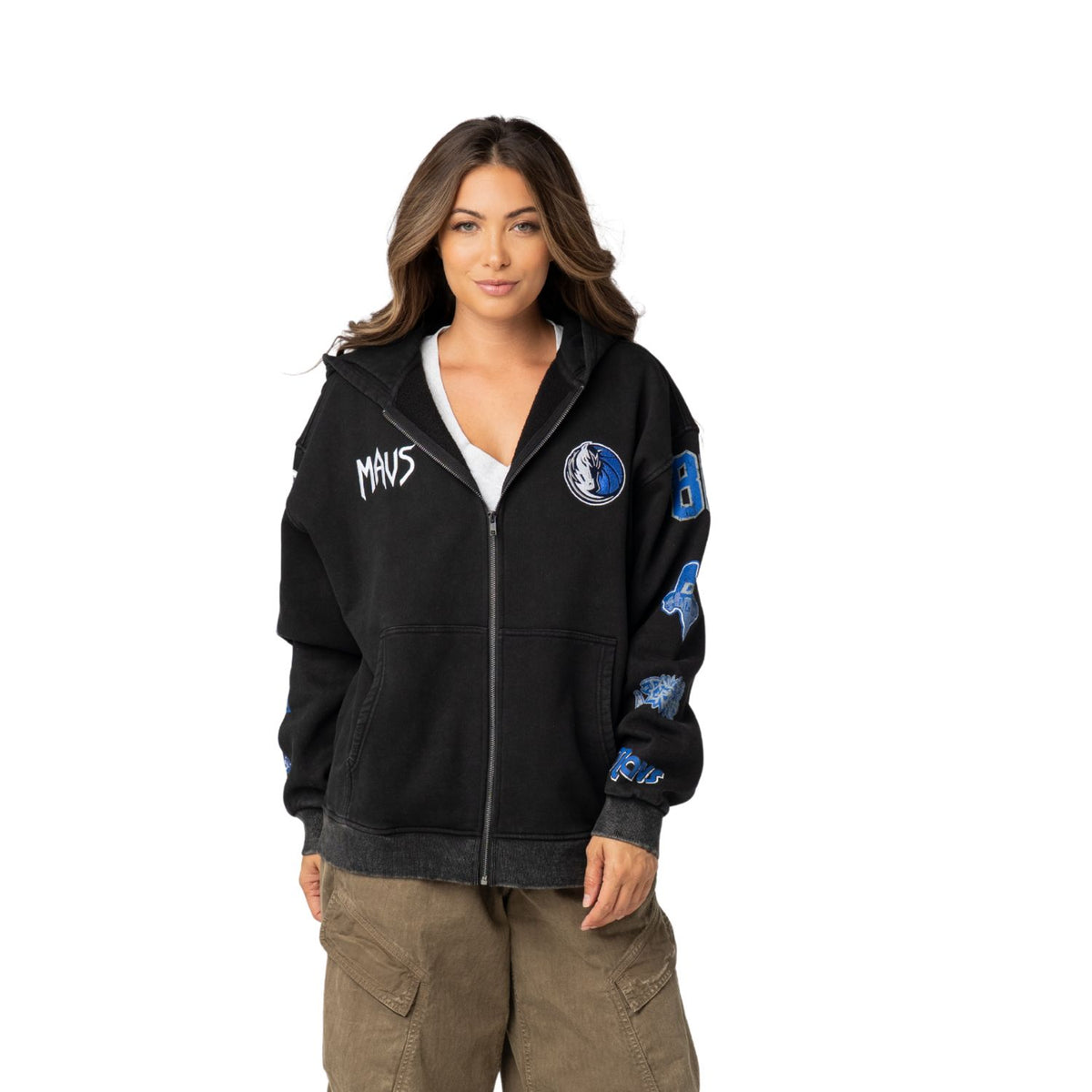 Dallas Mavericks Unisex Logo Sleeve Full Zip Hoodie - Black