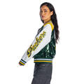 Green Bay Packers Women's Sequin Bomber Jacket - Green/White view 2