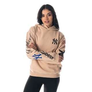 NY Yankees Heavy Block Graphic Hoodie - Cream
