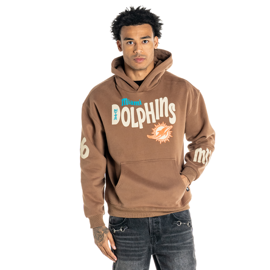 Miami Dolphins Unisex Washed Pullover Hoodie - Brown