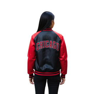 Chicago Bulls Unisex Statement Satin Bomber - Black