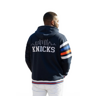 NY Knicks Unisex - Hooded Jacquard Zip Front Sweater - Black
