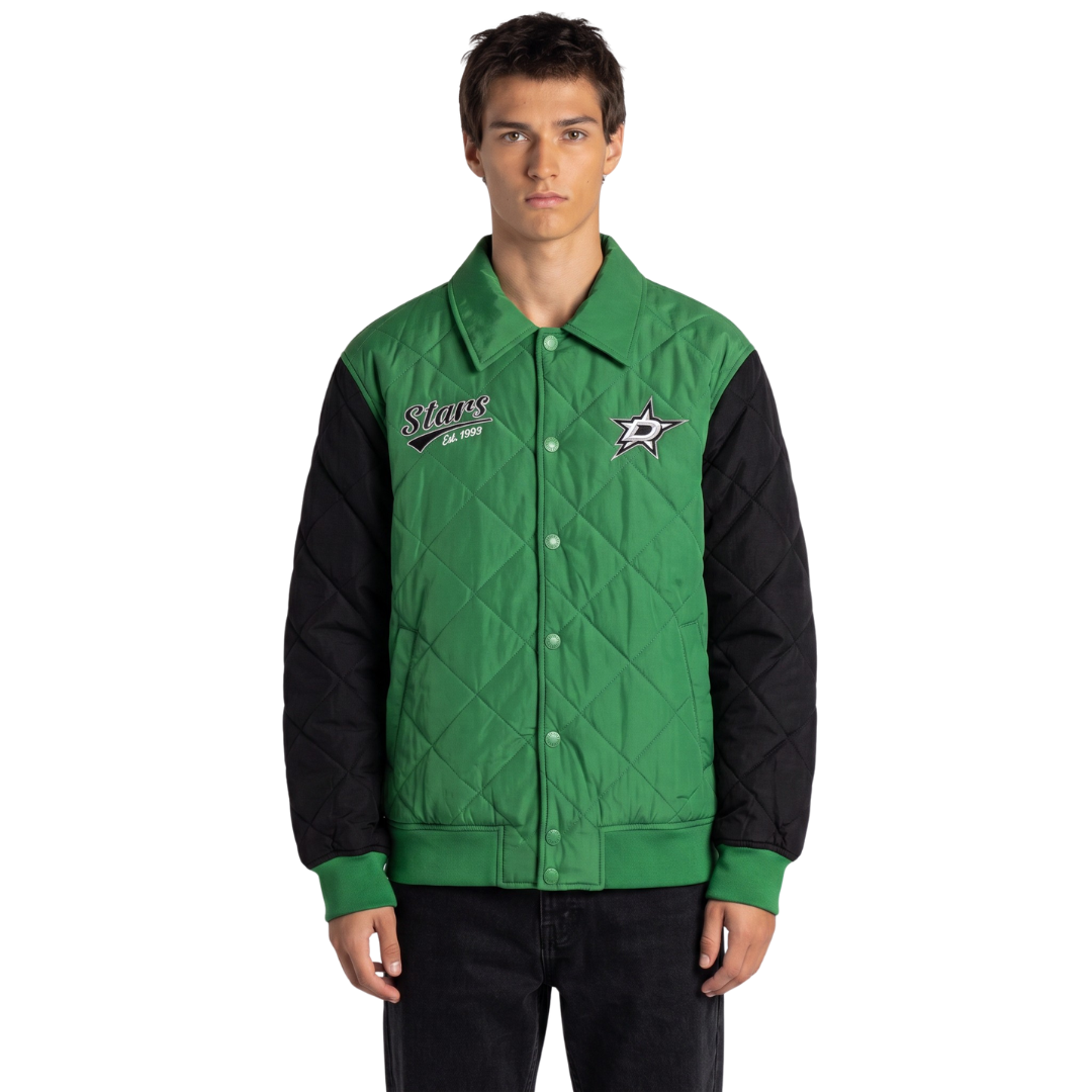 Dallas Stars Quilted Bomber Jacket - Green/Black