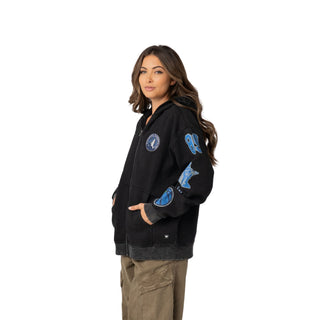 Minnesota Timberwolves Unisex Logo Sleeve Full Zip Up Hoodie - Black